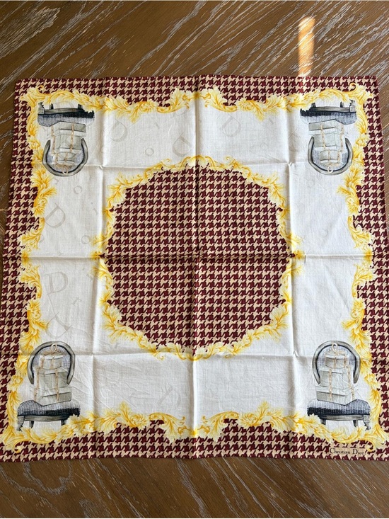 Dior Accessories - Christian Dior White Cotton Scarf Scarves Pocket Square 18” x 18” Hand Rolled